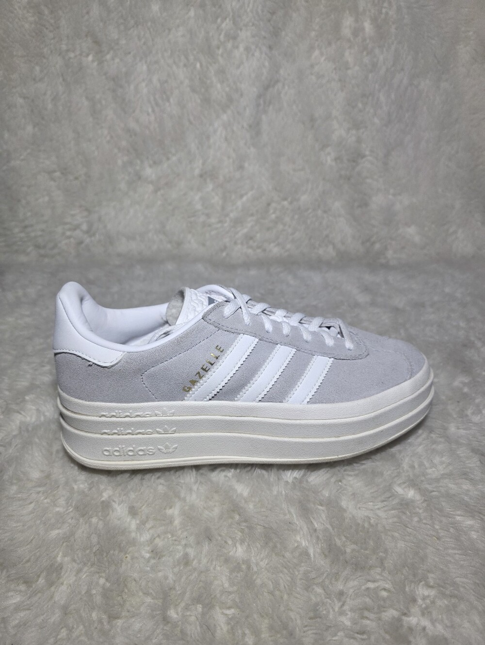 Adidas Originals Gazelle Bold Platform Sneakers Grey White Suede Wmns 6.5 EUC
